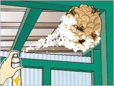 ハチの巣駆除ムース 巣に噴射