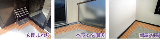 バルサンまちぶせくんPROスプレー 散布場所例